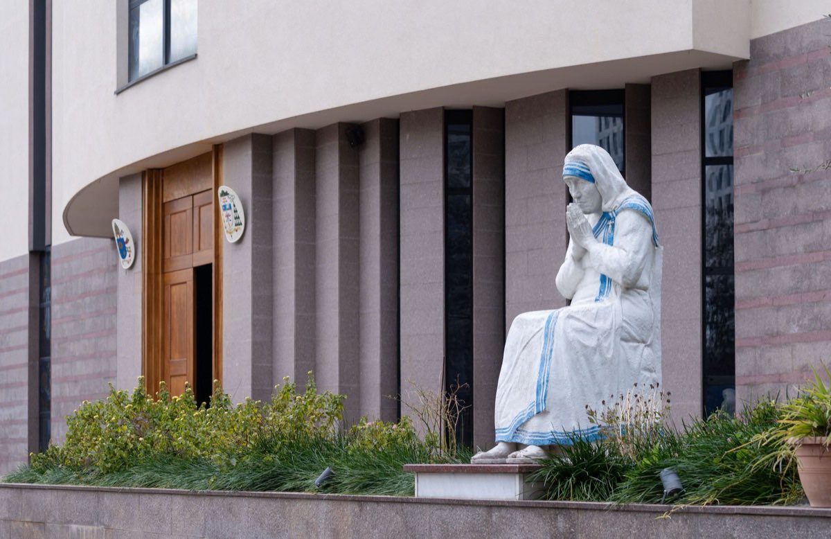 Statue of Mother Teresa, born Anjezë Bojaxhiu, in Tirana