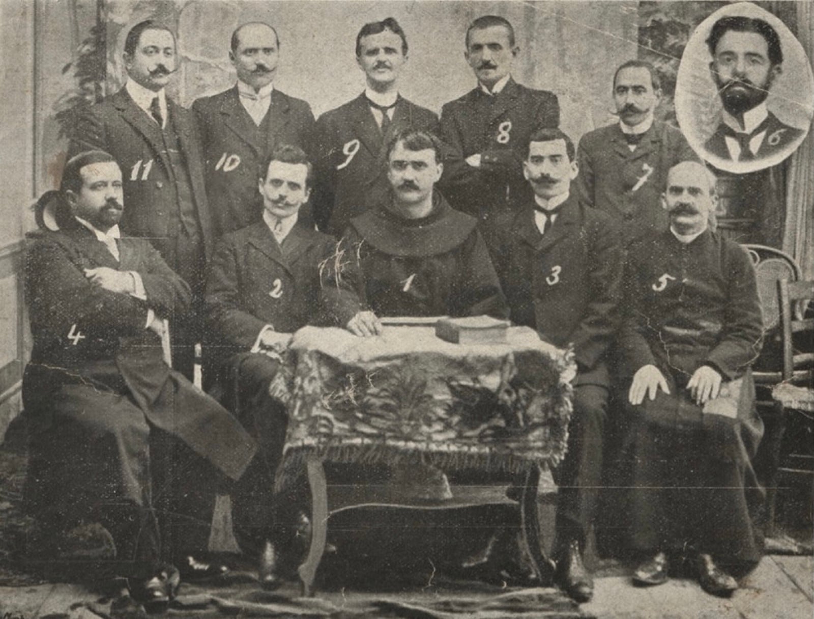 Group portrait of the eleven-member alphabet commission of the 1908 Congress of Manastir, Bitola.