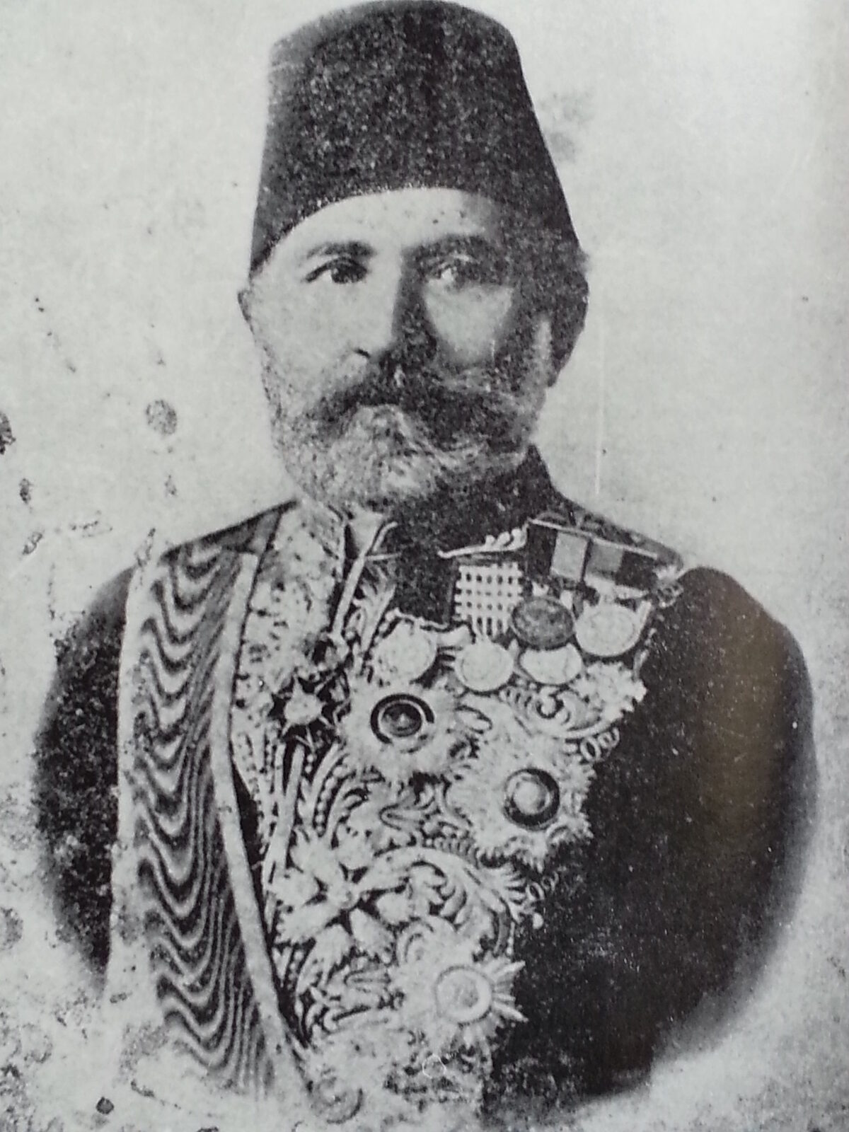 Portrait of Pashko Vasa (1825–1892), Catholic Albanian writer and Ottoman mutasarrif of Mount Lebanon, author of the foundational Rilindja poem 'O moj Shqypni'.