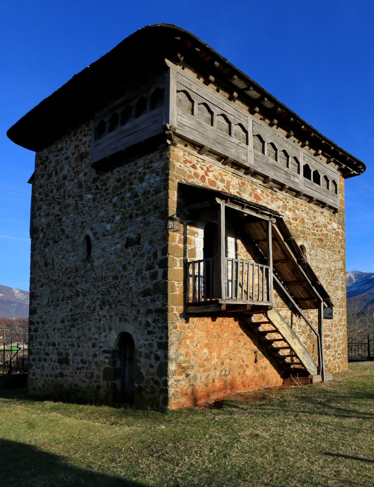 Stone tower house — kulla — in Bujan, Tropojë, northern Albania.