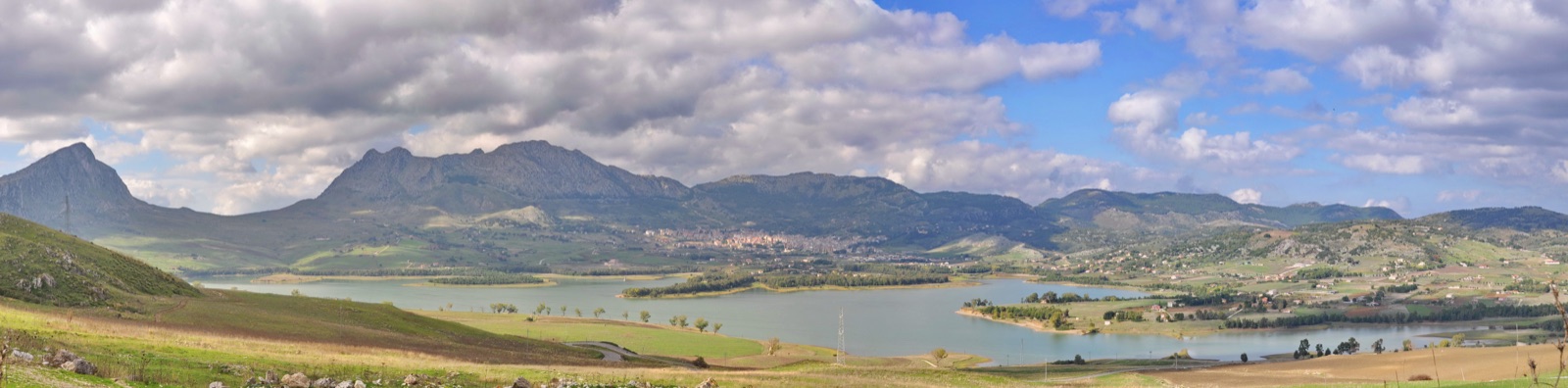 Panoramic view of Piana degli Albanesi (Hora e Arbëreshëvet), the largest Arbëreshë town in Sicily, founded by Albanian refugees in 1488.