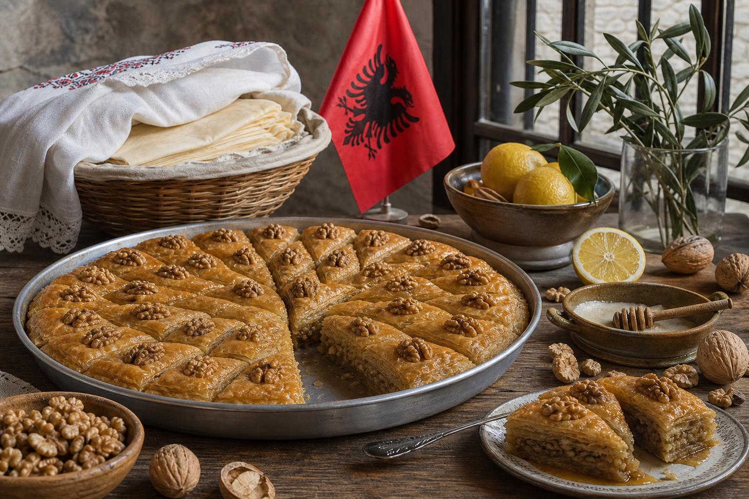Albanian Baklava: The Walnut, Filo, and Lemon Tradition