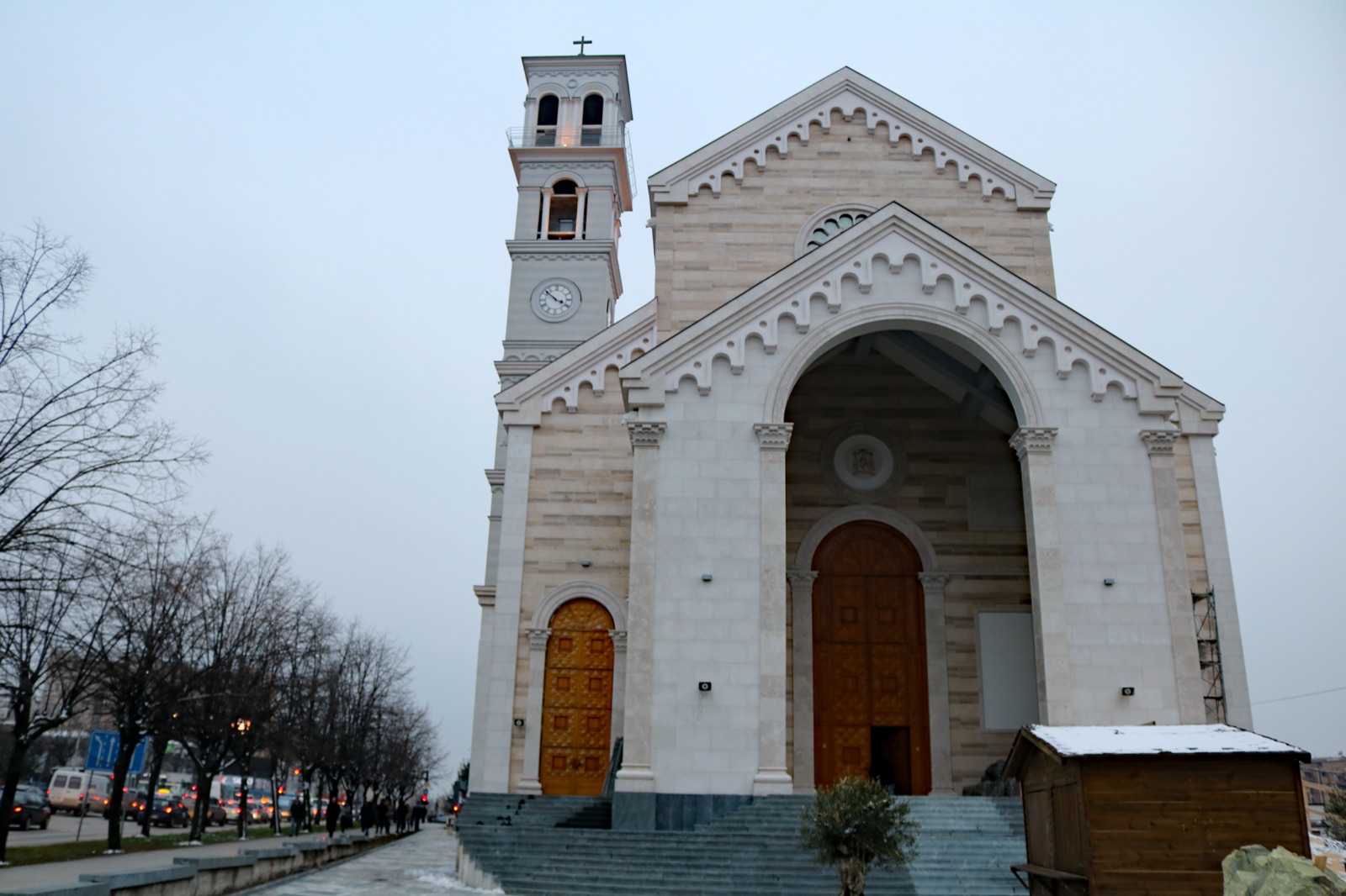 The Cathedral of Saint Mother Teresa in central Pristina, completed in 2017 — the seat of Kosovo's small Catholic minority in a majority-Muslim country.