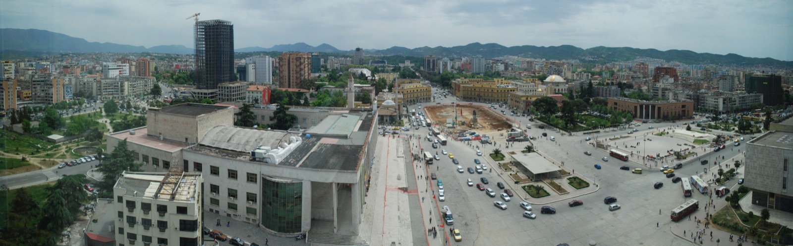 Tirana, the capital of the Republic of Albania — a panorama from the city's elevated southeast.