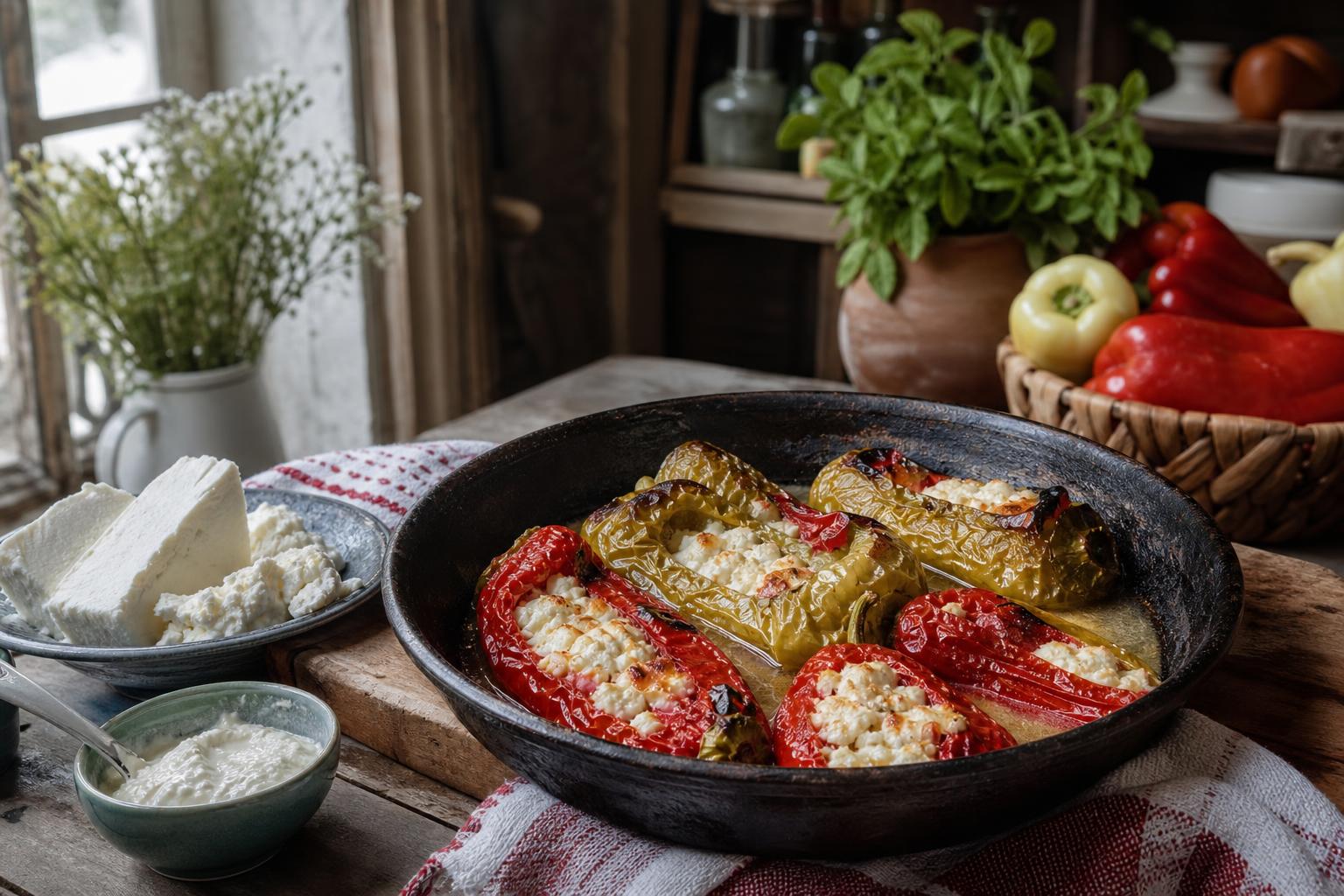 Speca me Gjizë: Albanian Peppers Stuffed with Fresh Cheese