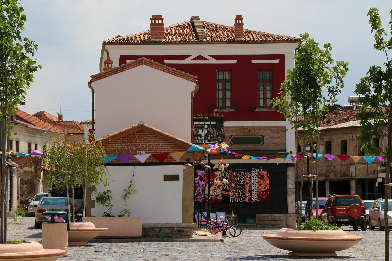 Old Bazaar of Korçë, the historic market that anchors the city's regional cuisine.