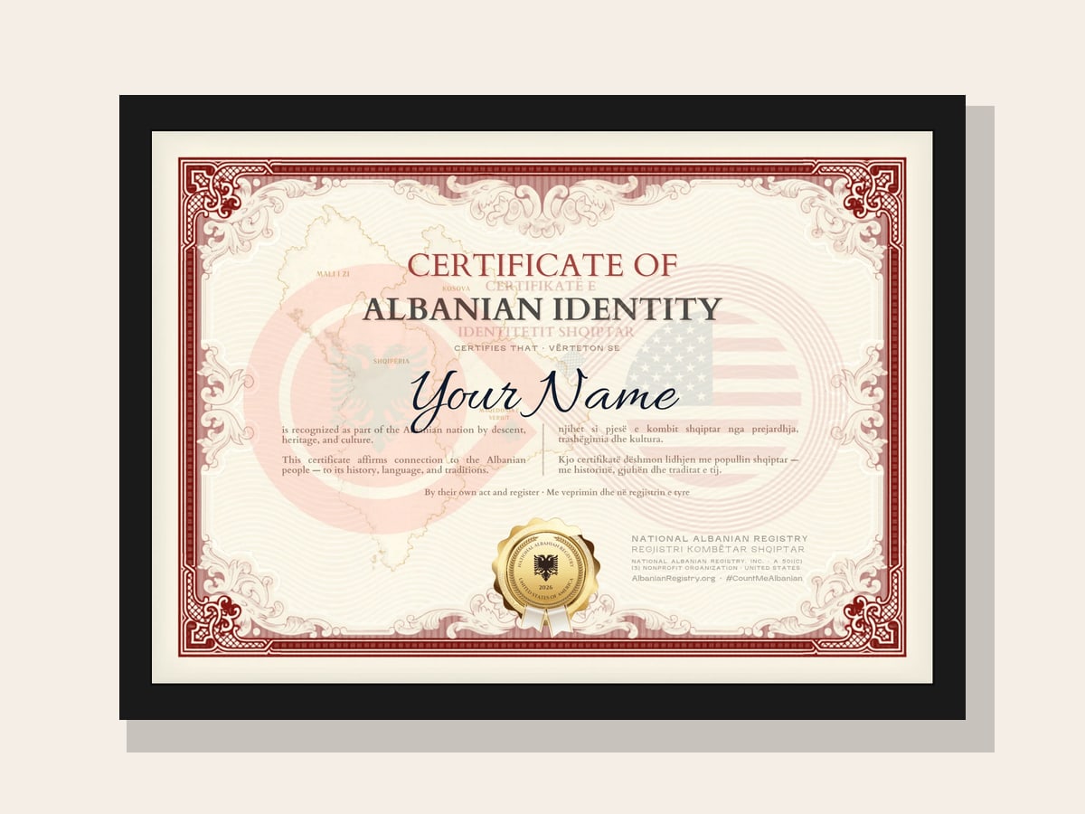 Framed edition edition — Certificate of Albanian Identity preview
