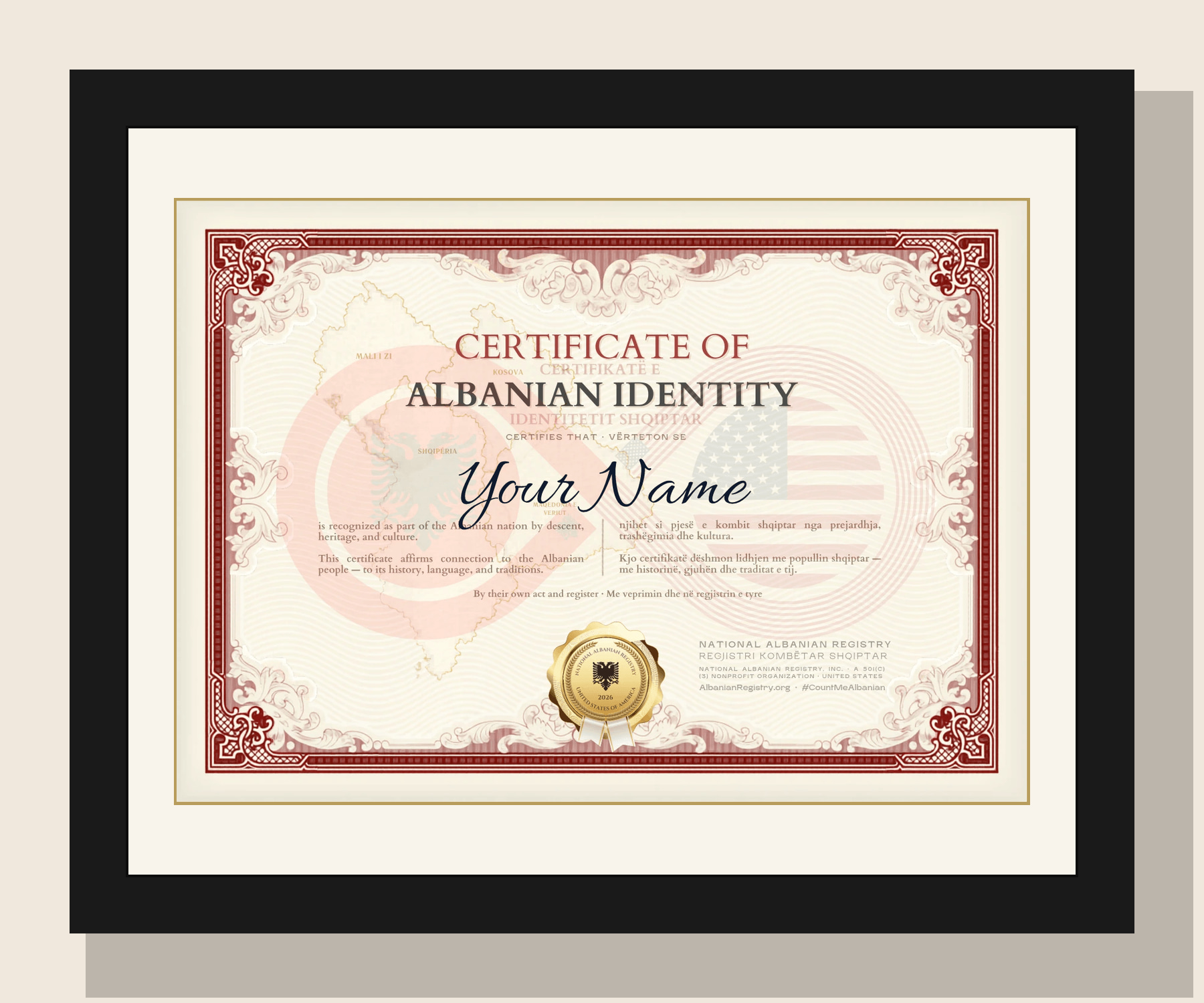 Heritage edition edition — Certificate of Albanian Identity preview